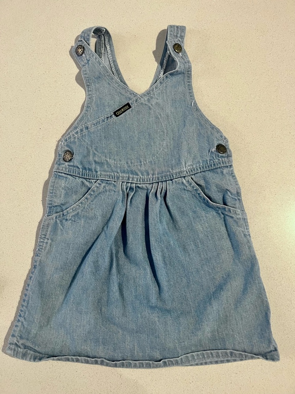 Vintage 1980s OshKosh Light Blue Denim Pinafore Dress